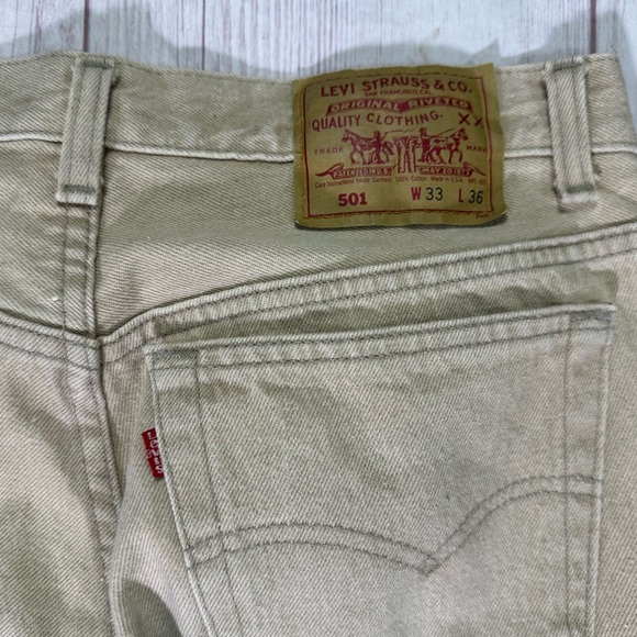 Men’s Vintage 90s Tan 501 Denim Jeans Made in USA - Picture 3 of 8